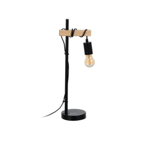 LÁMPARA MESA NEGRO-NATURAL METAL-MADERA 16 X 13 X 52 CM