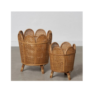 S/2 MACETERO NATURAL RATÁN DECORACIÓN 34 X 34 X 43,50 CM