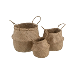 S/3 CESTOS NATURAL FIBRA NATURAL 30 X 30 X 38 CM
