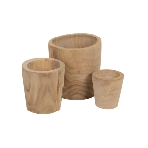 S/3 MACETEROS NATURAL MADERA PAULONIA 32 X 32 X 32 CM
