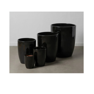 S/5 JARRONES NEGRO CERÁMICA DECORACIÓN 56 X 56 X 70 CM